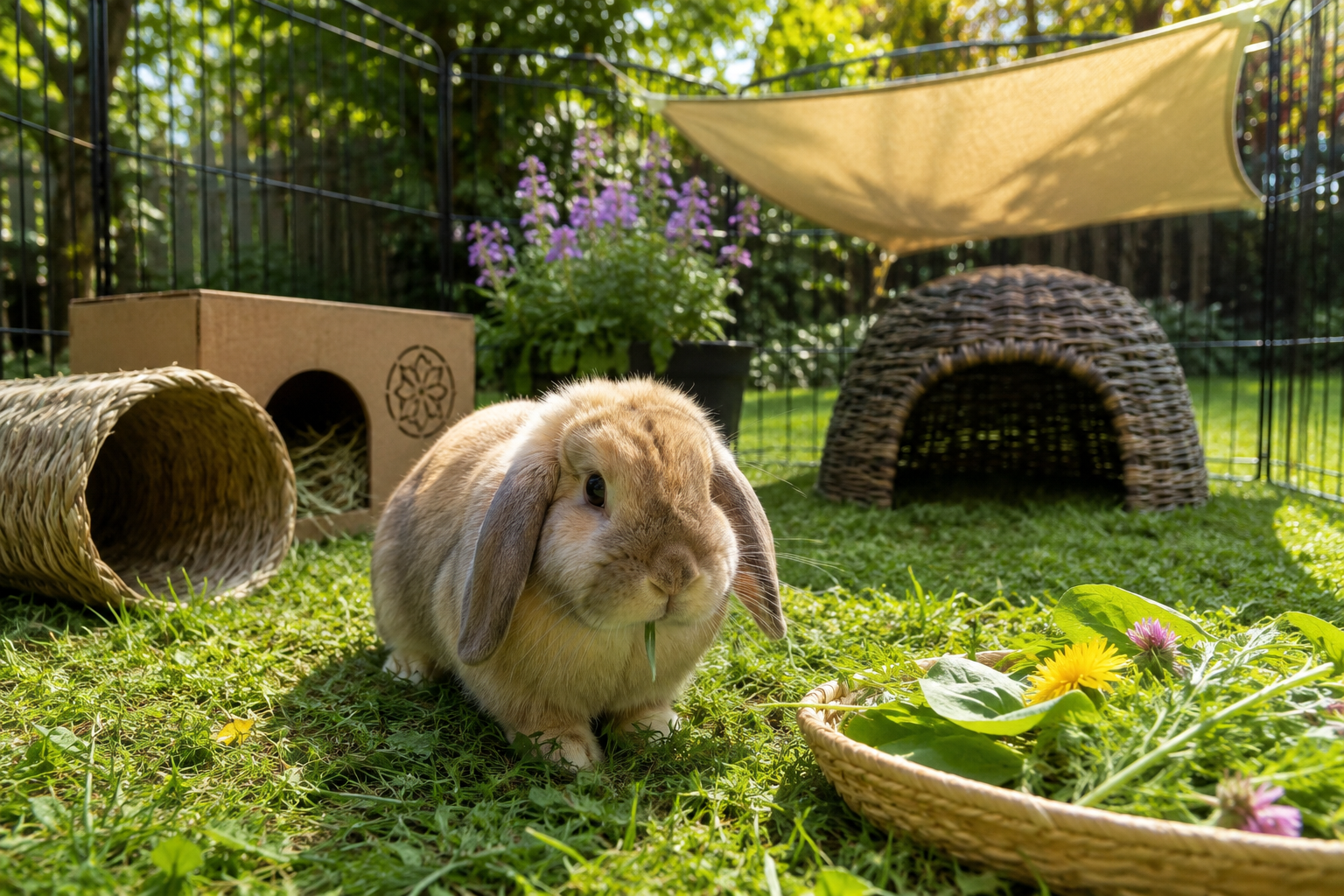 Holland Lop Bunny Playing Outdoors